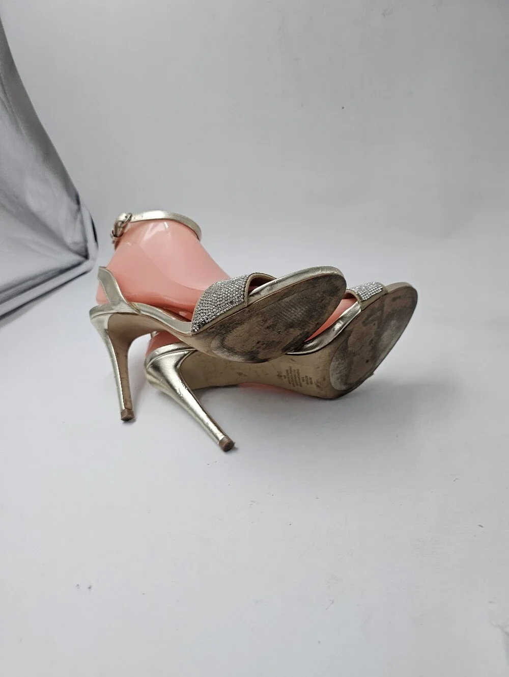 Steve Madden Ritter Gold Rhinestone Stiletto Sandals Women's 9.5M 4.5
